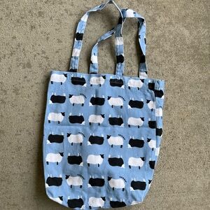 Lisa says gah sheep bah tote bag blue white purse